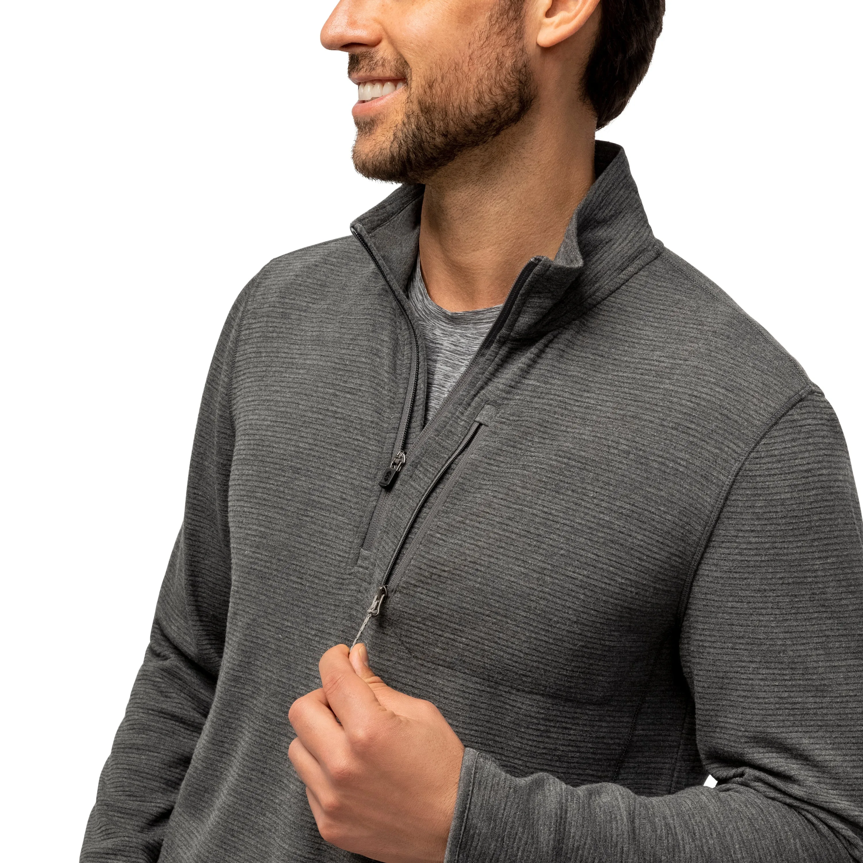 Free Country Men's Altitude Quilt Long Sleeve 1/2 Zip Mock Neck Shirt