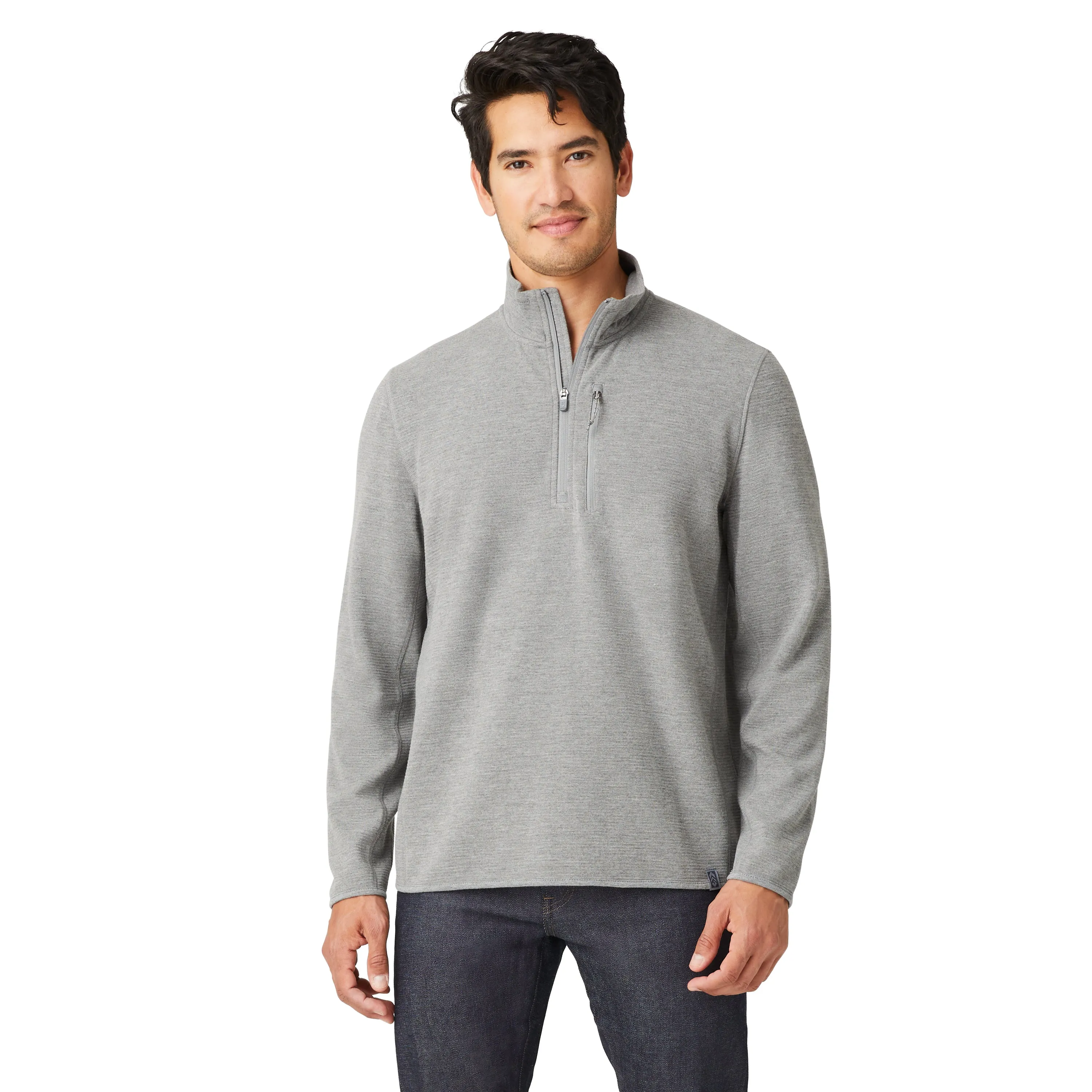 Free Country Men's Altitude Quilt Long Sleeve 1/2 Zip Mock Neck Shirt