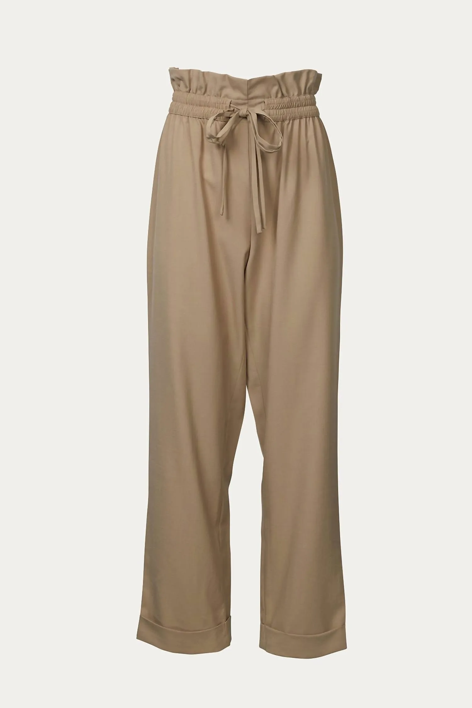 High-Rise Straight Wool-Blend Pants In Khaki