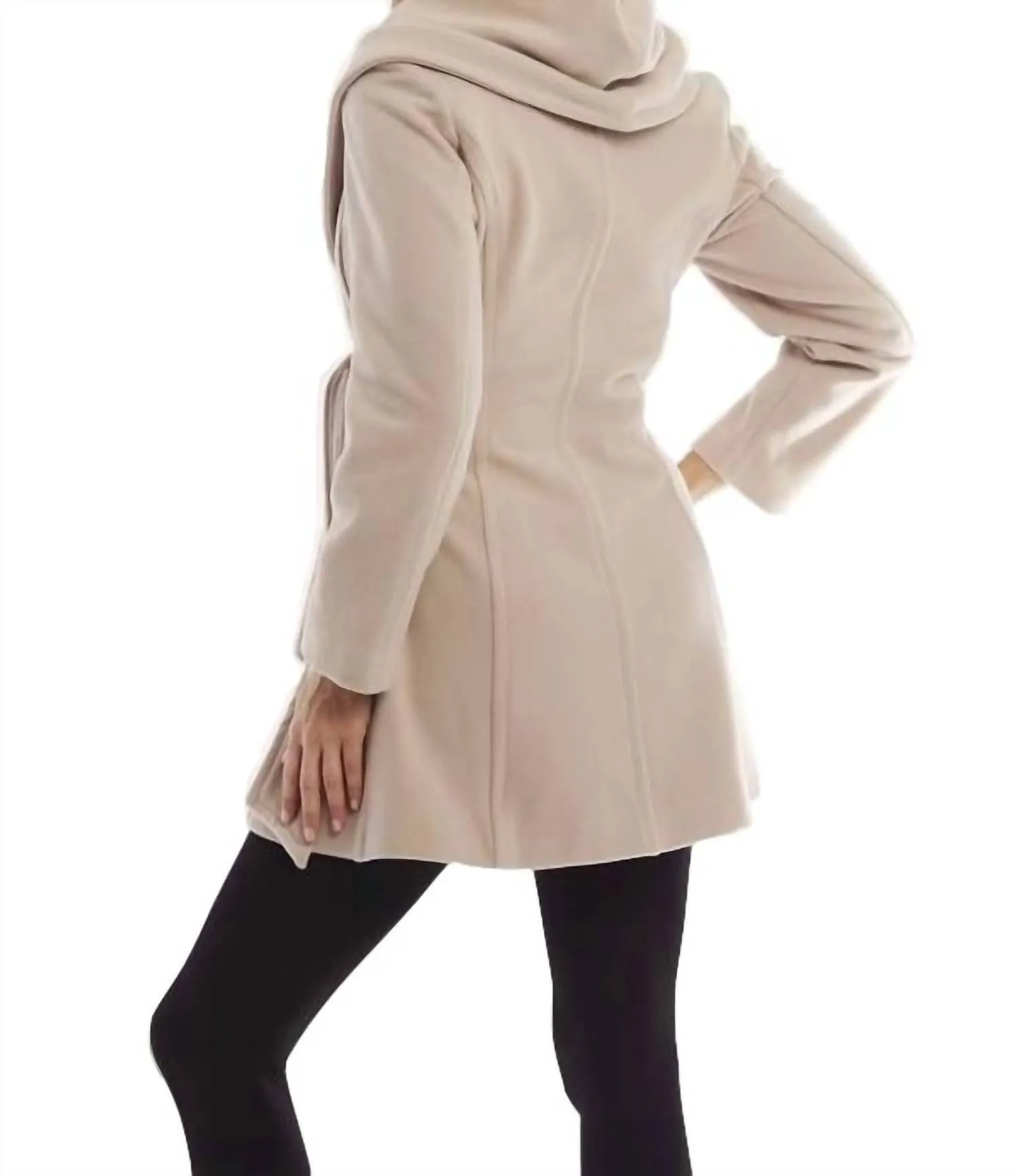 Hooded Wrap Coat In Sand