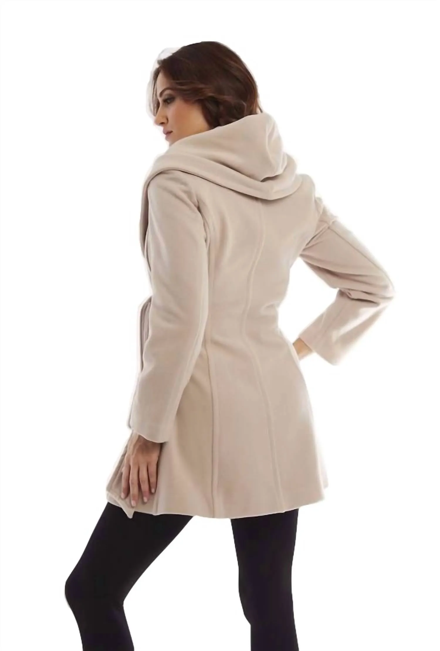 Hooded Wrap Coat In Sand