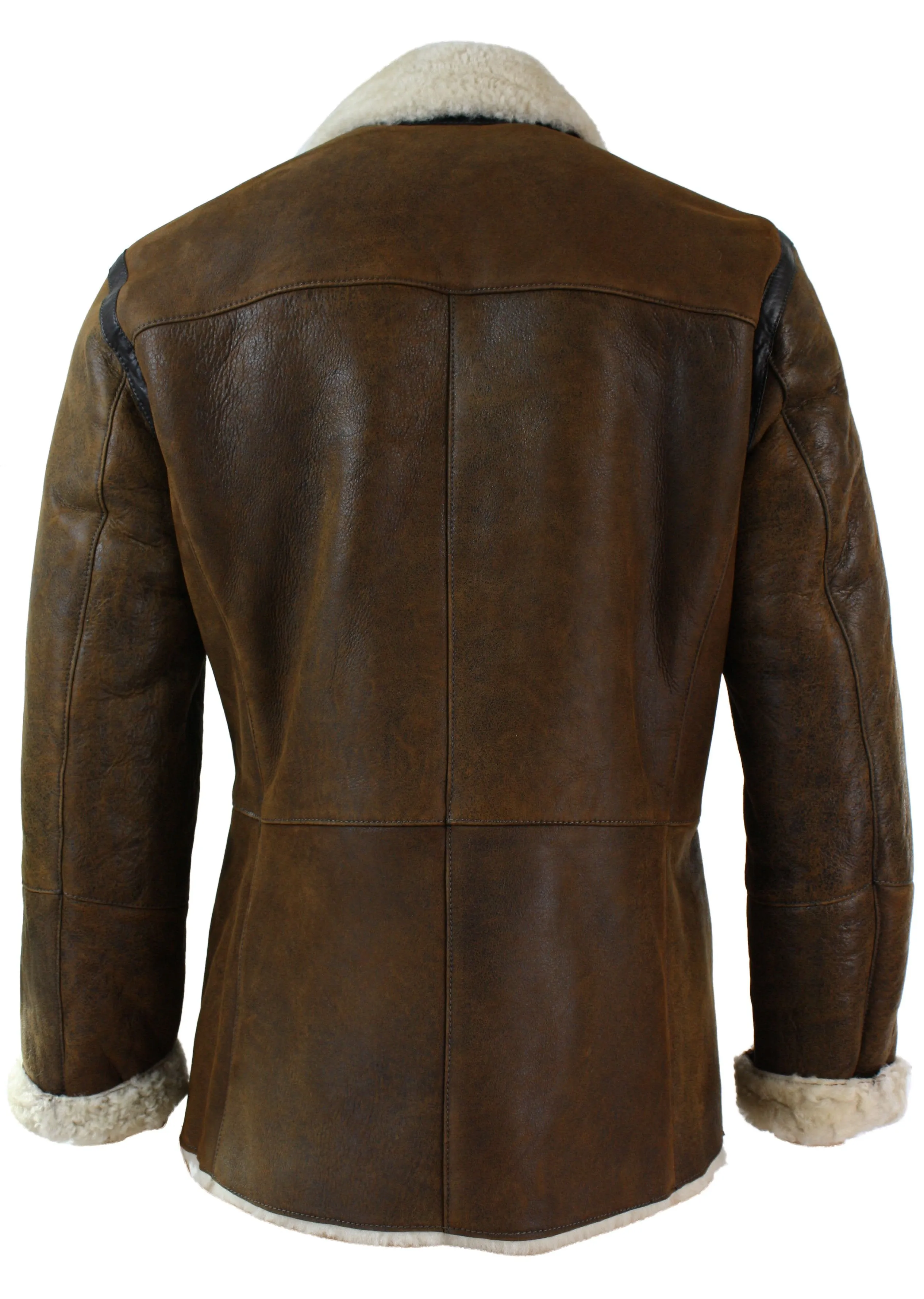 Khaki Sheepskin Double Breasted Fitted Jacket