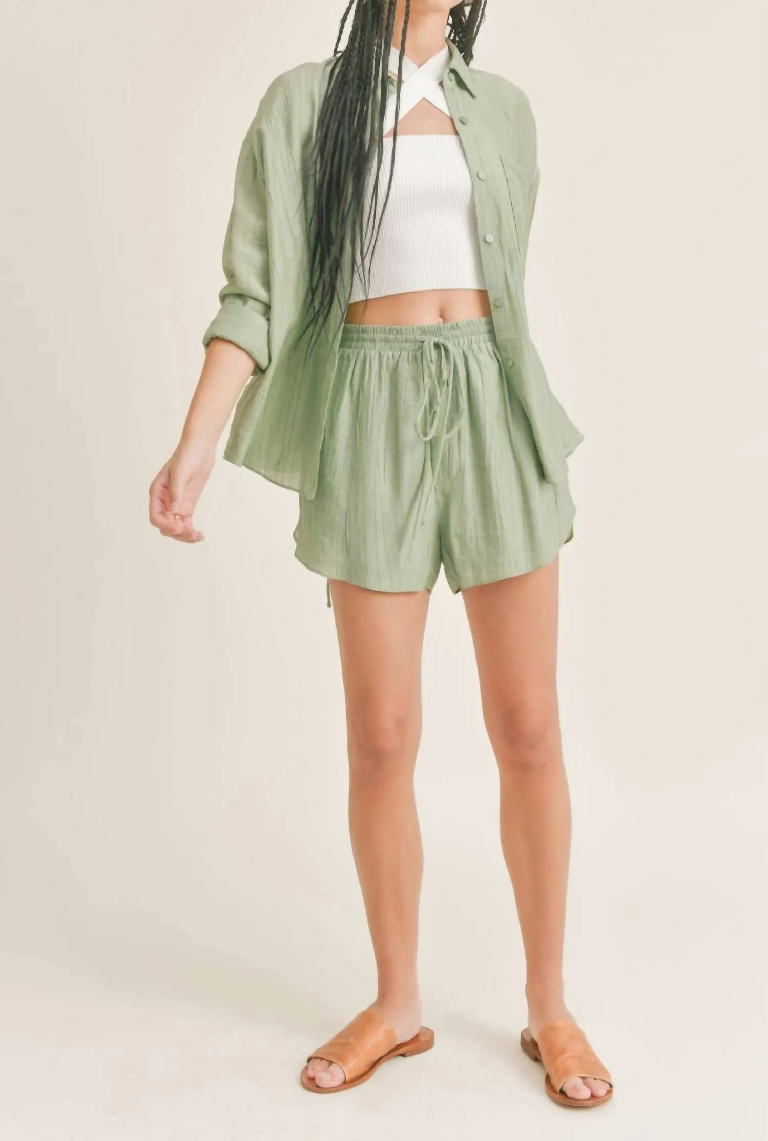 La Quinta Cutout Shirt In Pistachio Green
