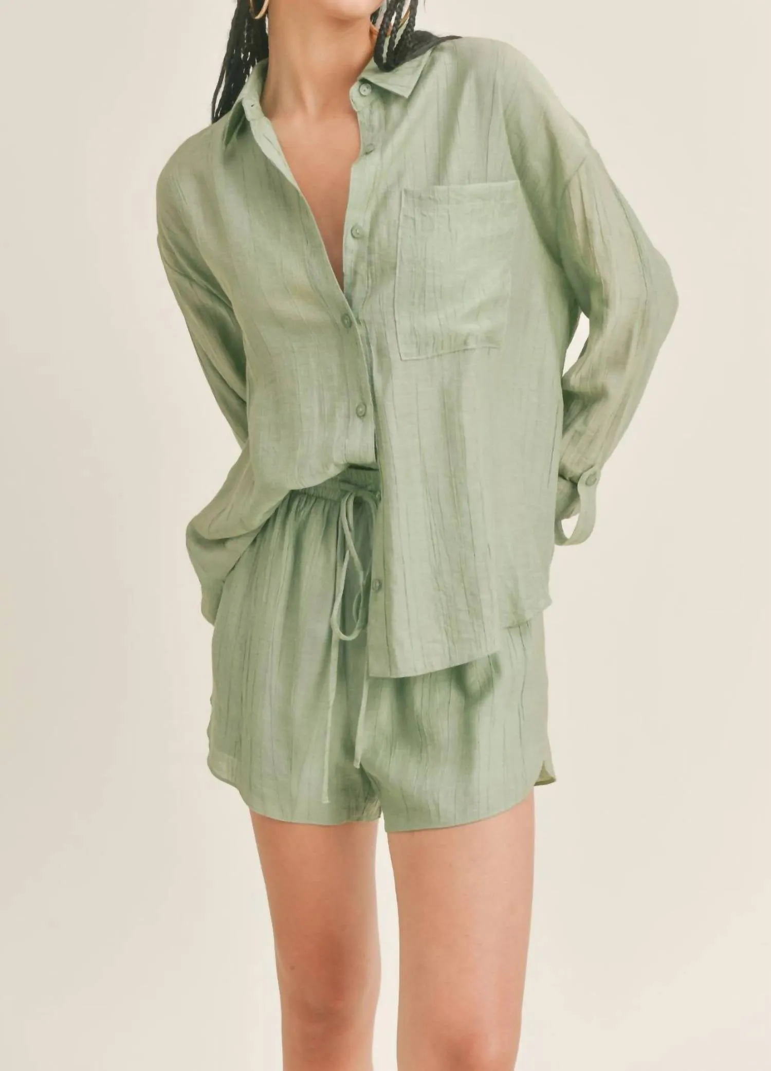 La Quinta Cutout Shirt In Pistachio Green