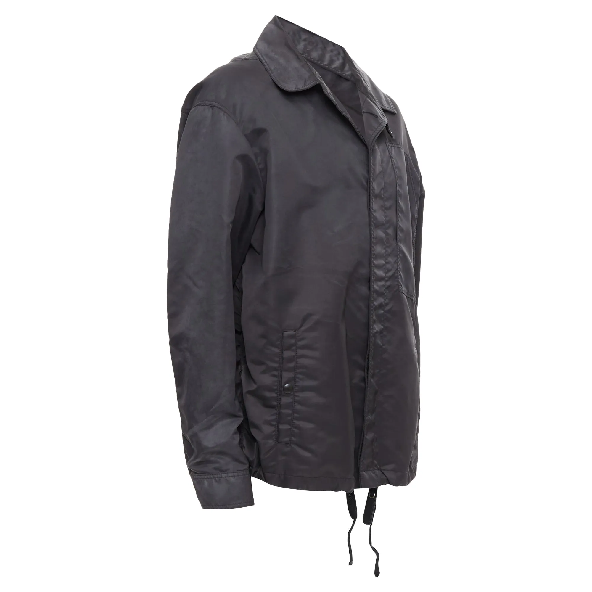 Lanvin Distressed Nylon Buttons Drawstring Anorak