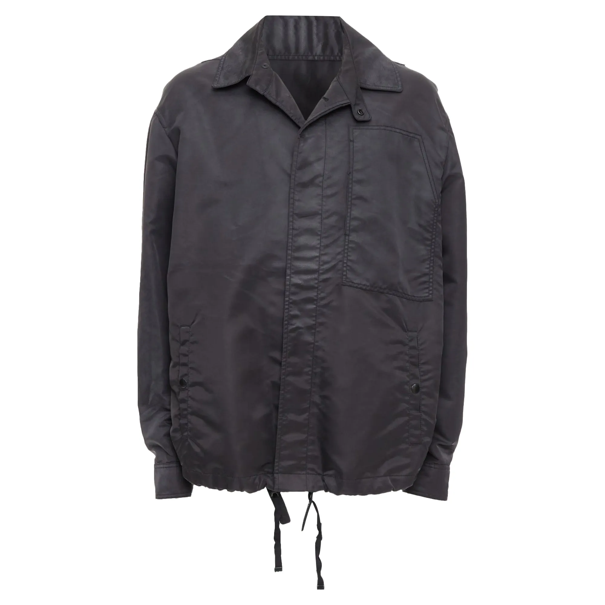 Lanvin Distressed Nylon Buttons Drawstring Anorak