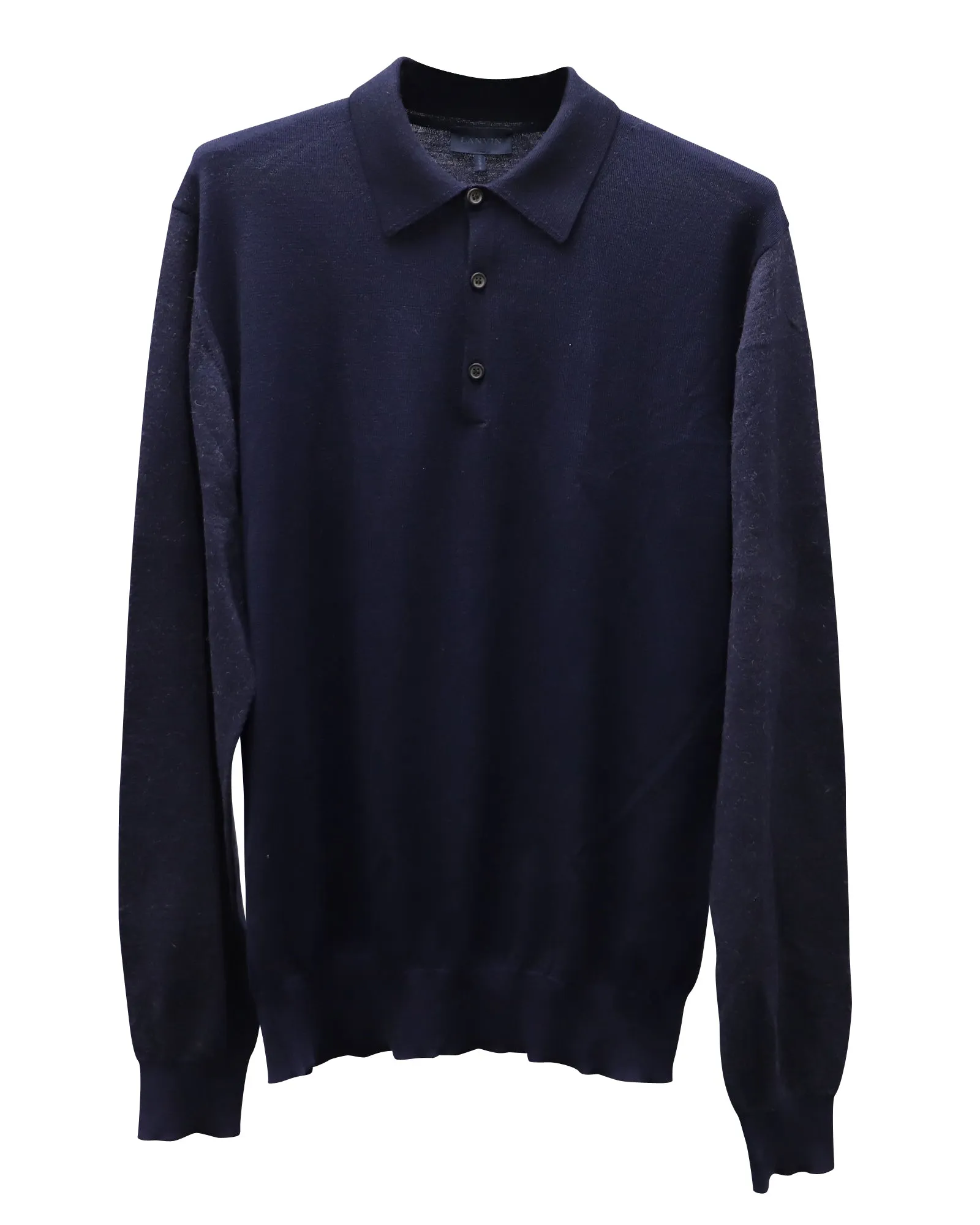 Lanvin Long sleeves Shirt in Navy Blue Wool
