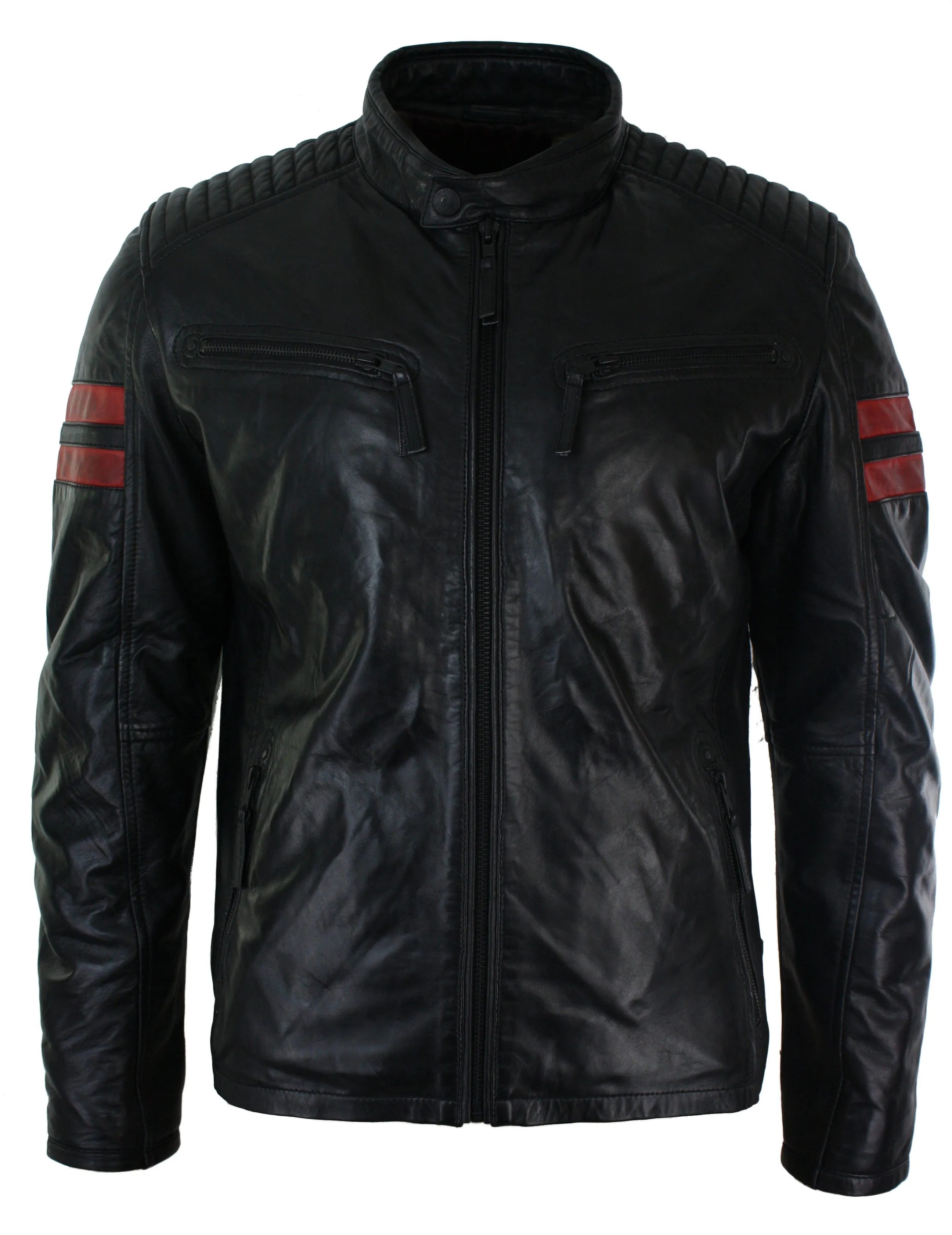 Leather Biker Racing Jacket Short