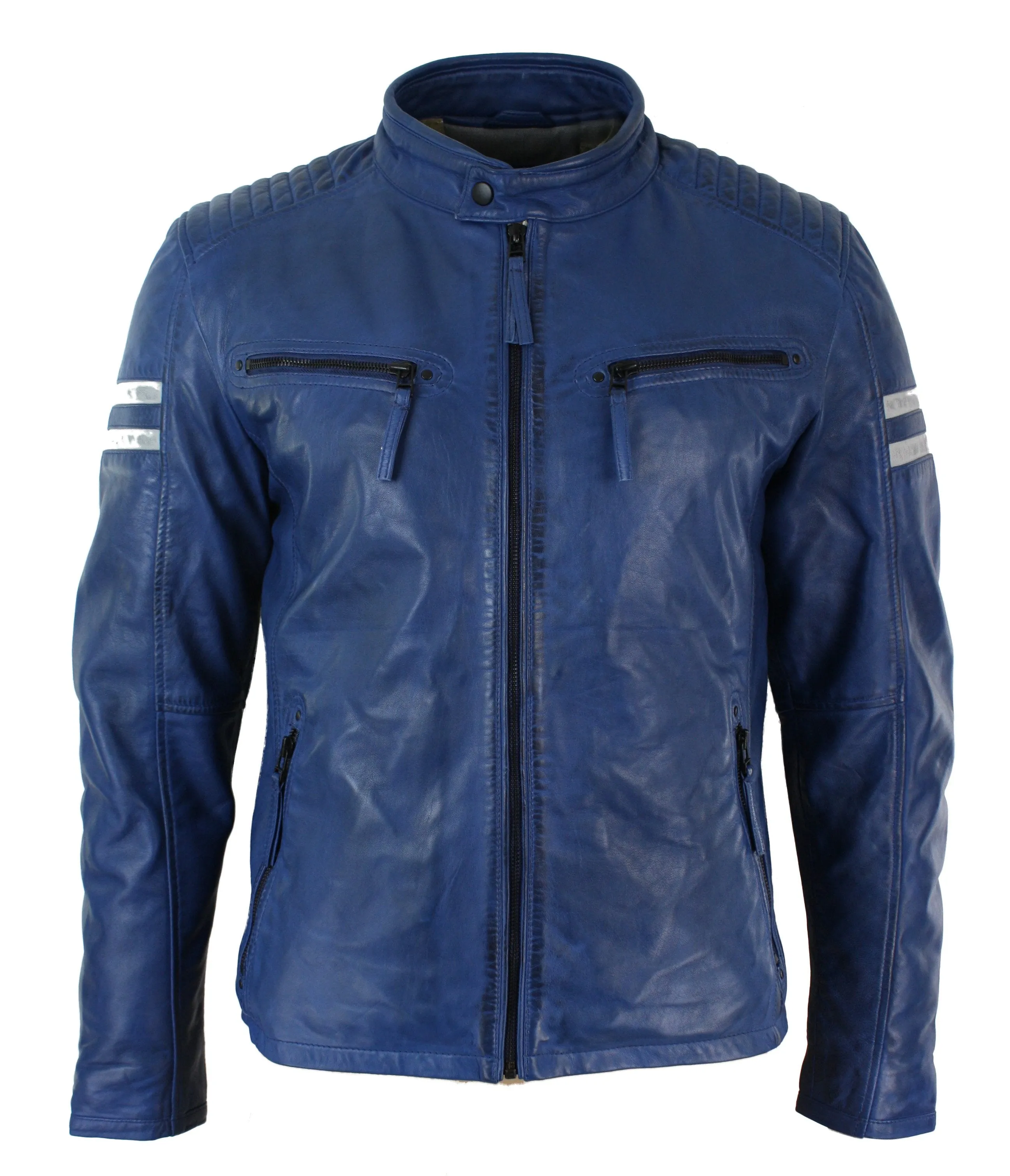 Leather Biker Racing Jacket Short