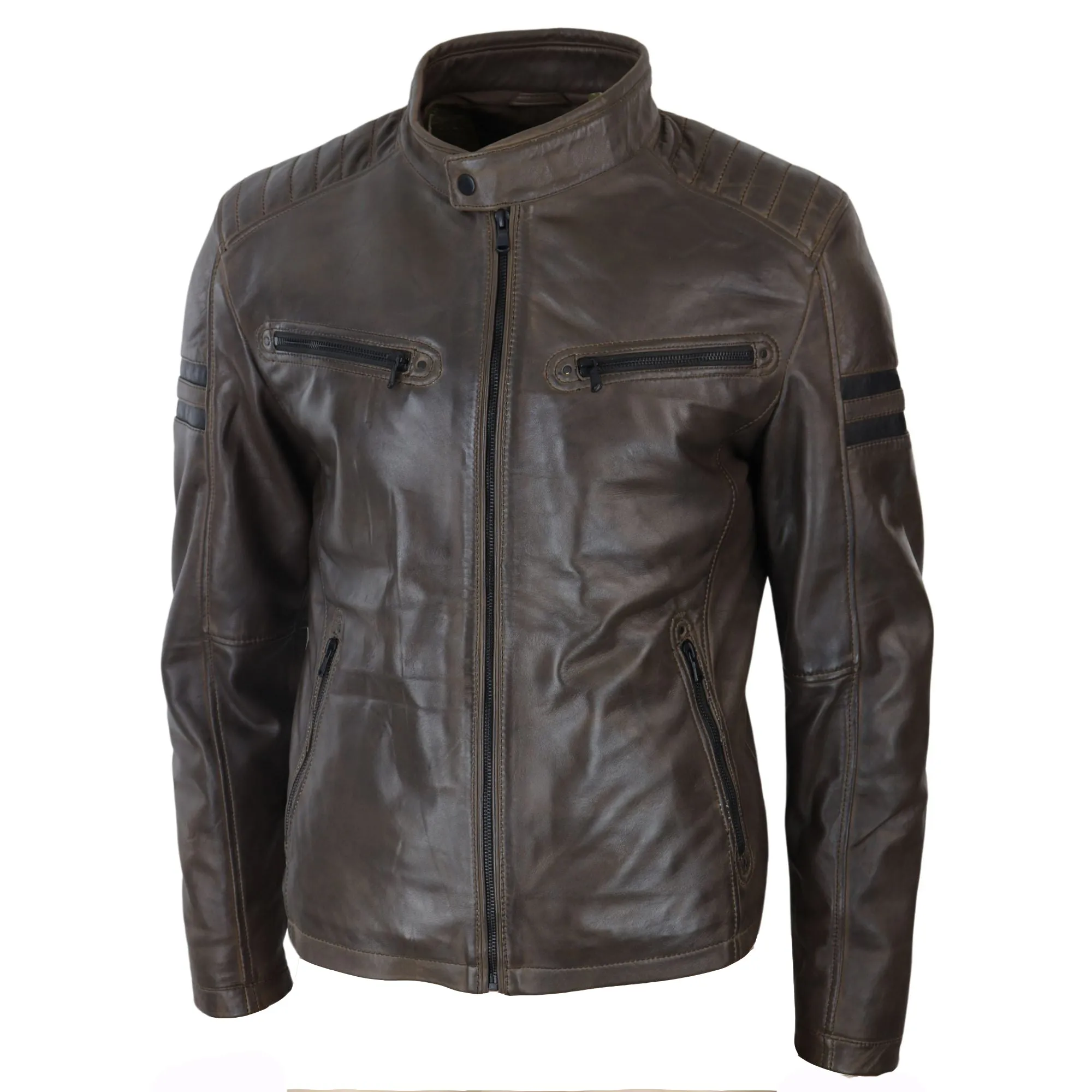 Leather Biker Racing Jacket Short