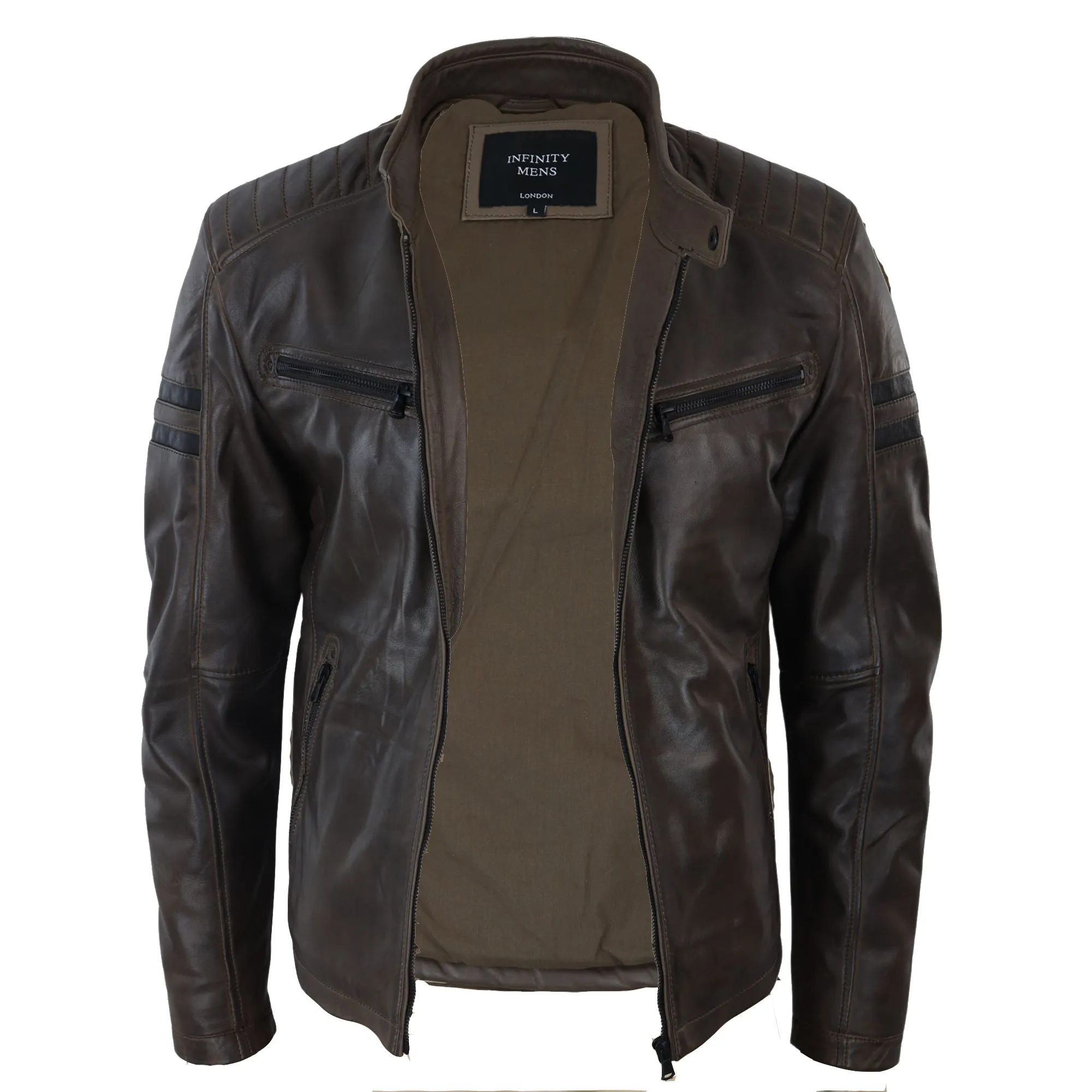 Leather Biker Racing Jacket Short