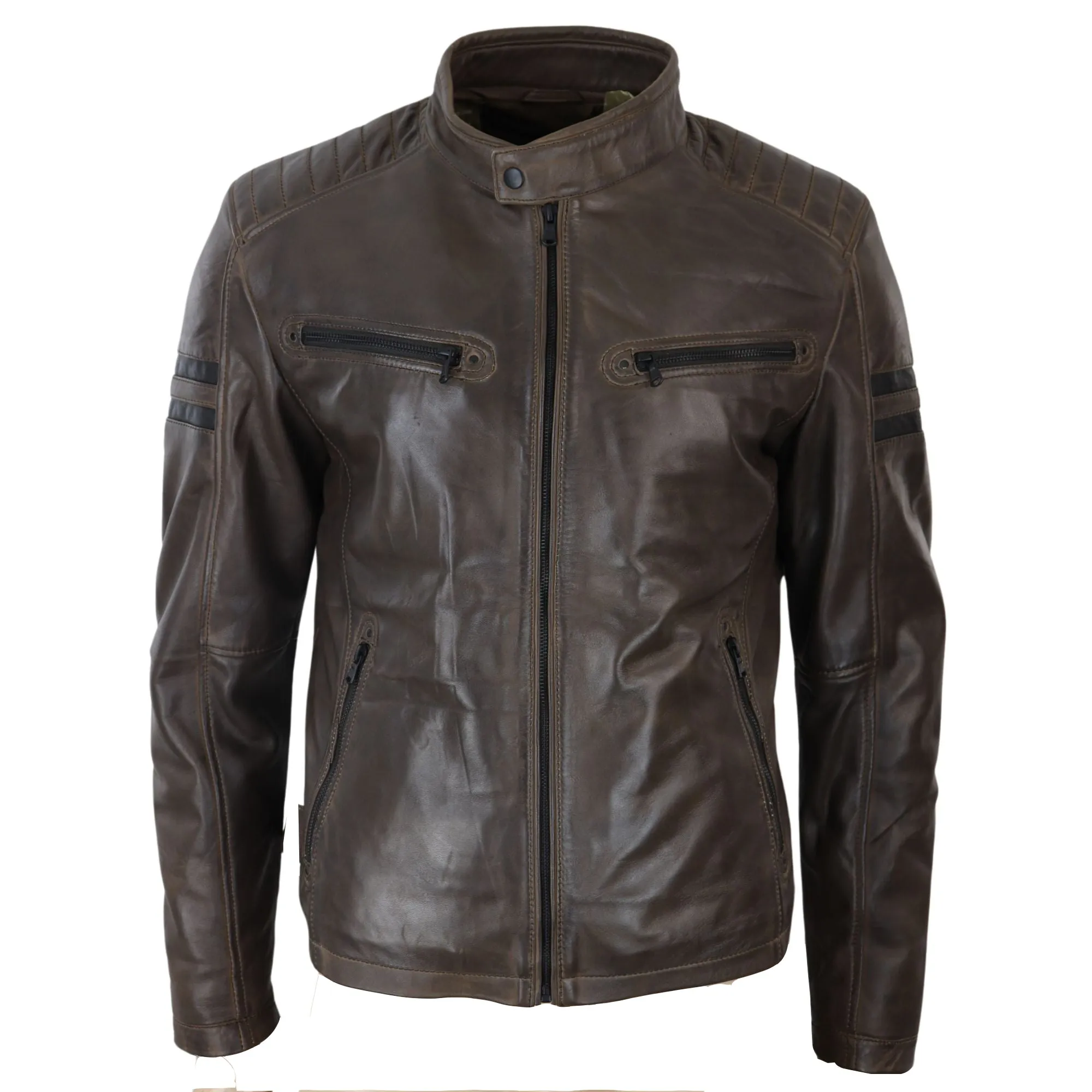 Leather Biker Racing Jacket Short