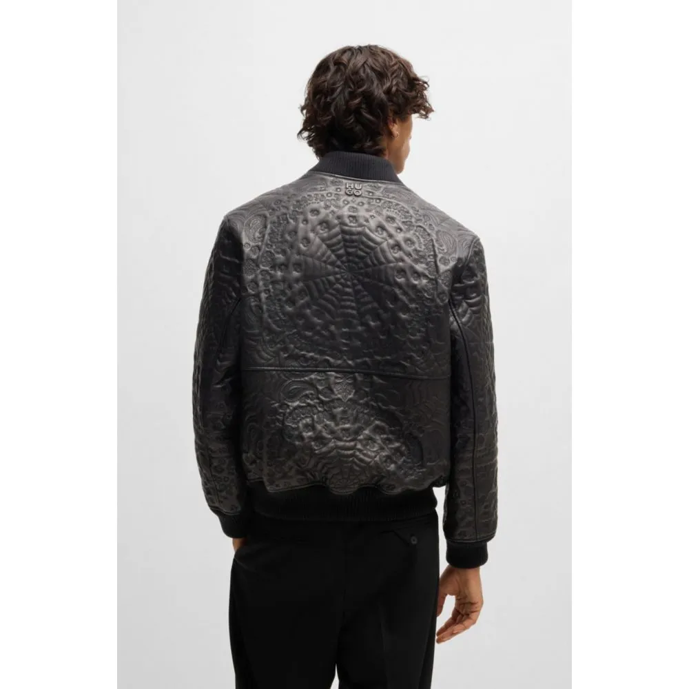 Leather jacket with spiderweb and bandanna pattern