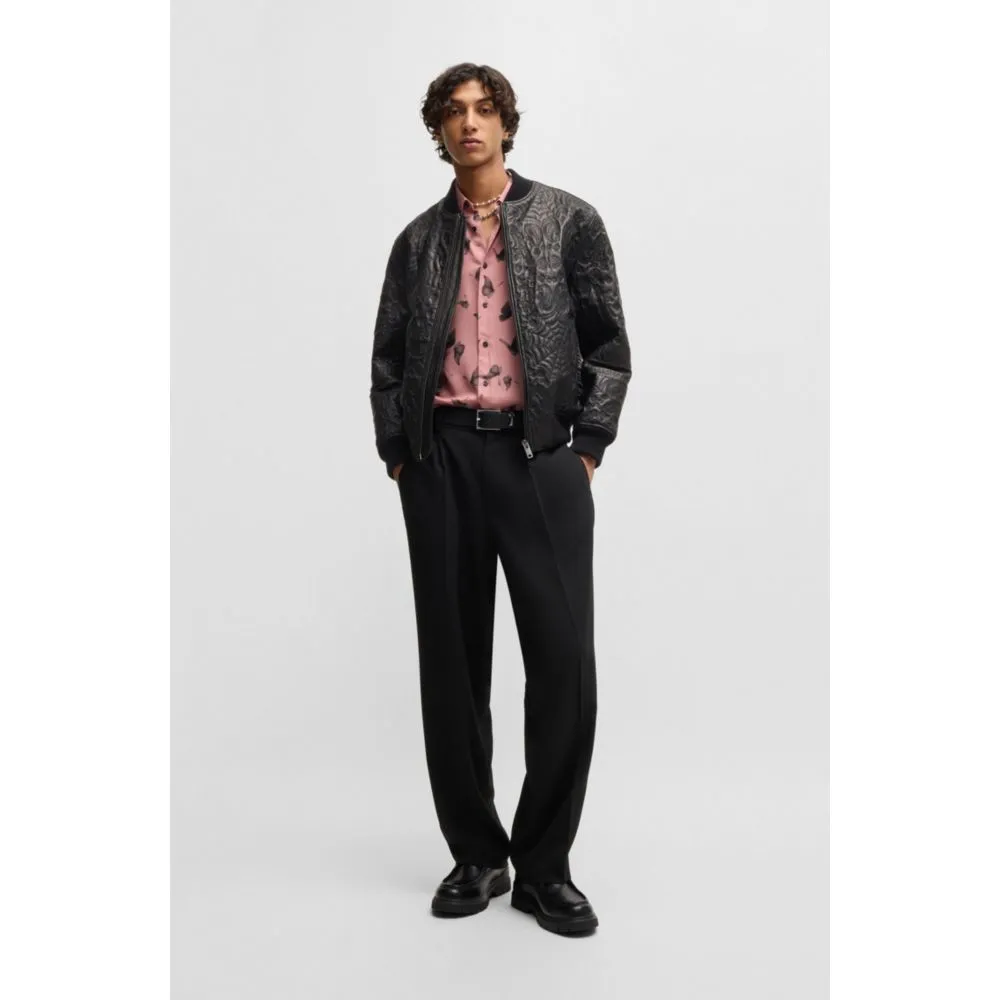 Leather jacket with spiderweb and bandanna pattern