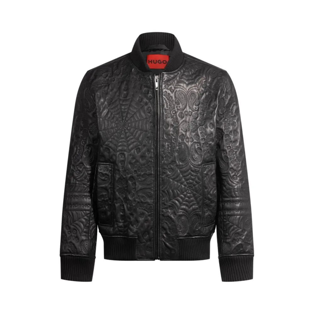 Leather jacket with spiderweb and bandanna pattern