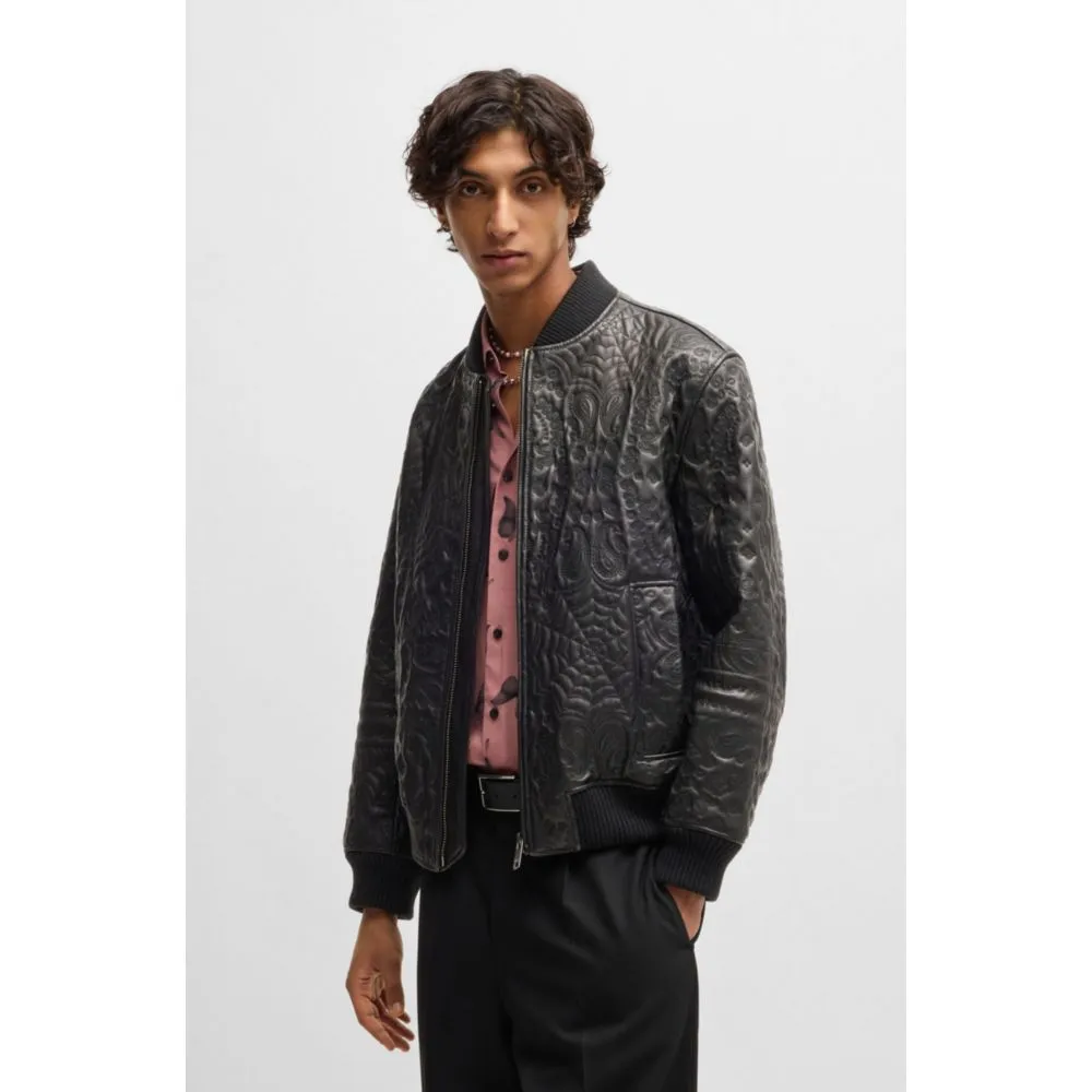 Leather jacket with spiderweb and bandanna pattern