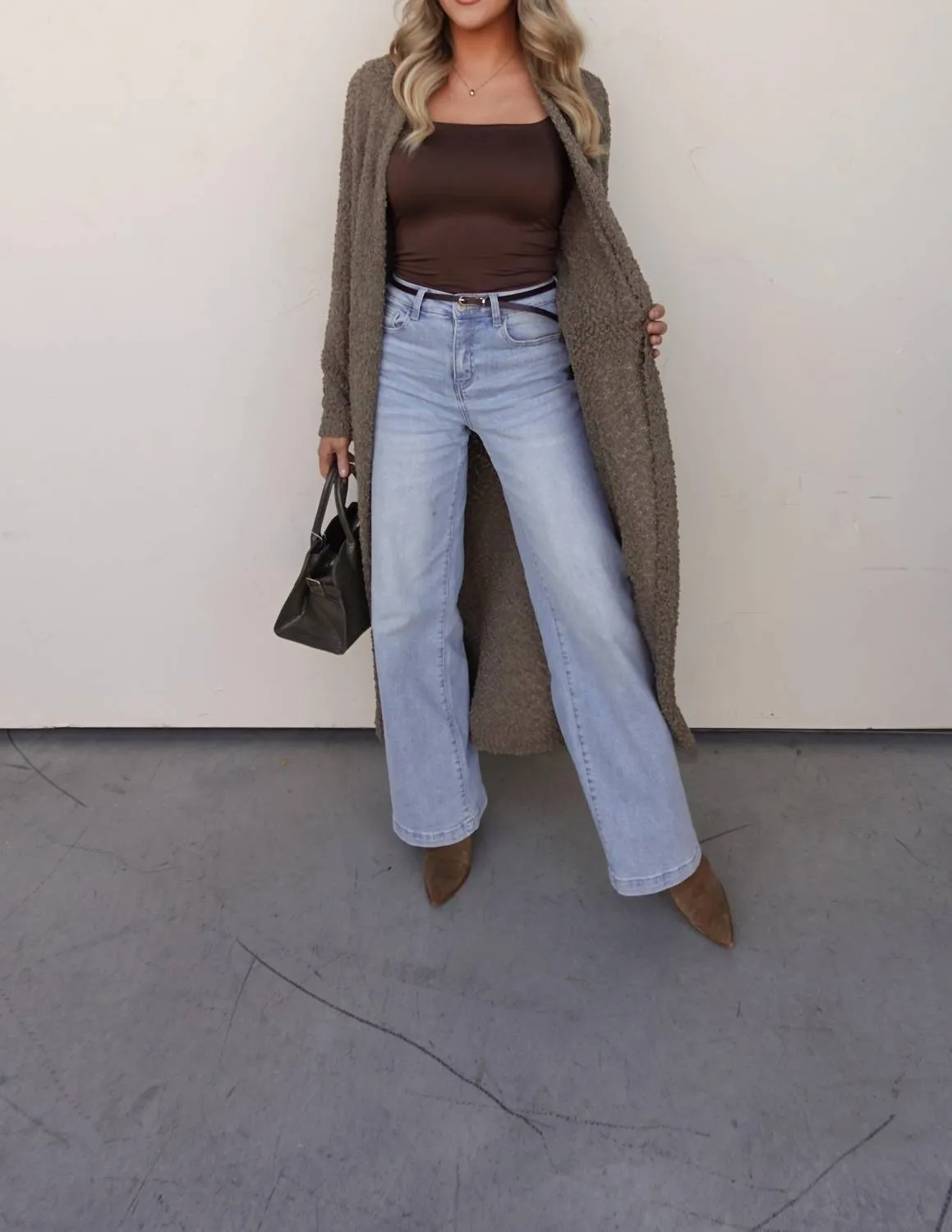 Lightweight Duster Cardigan In Olive