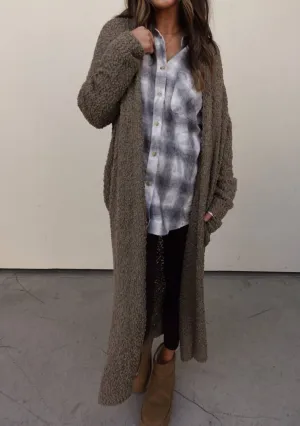 Lightweight Duster Cardigan In Olive