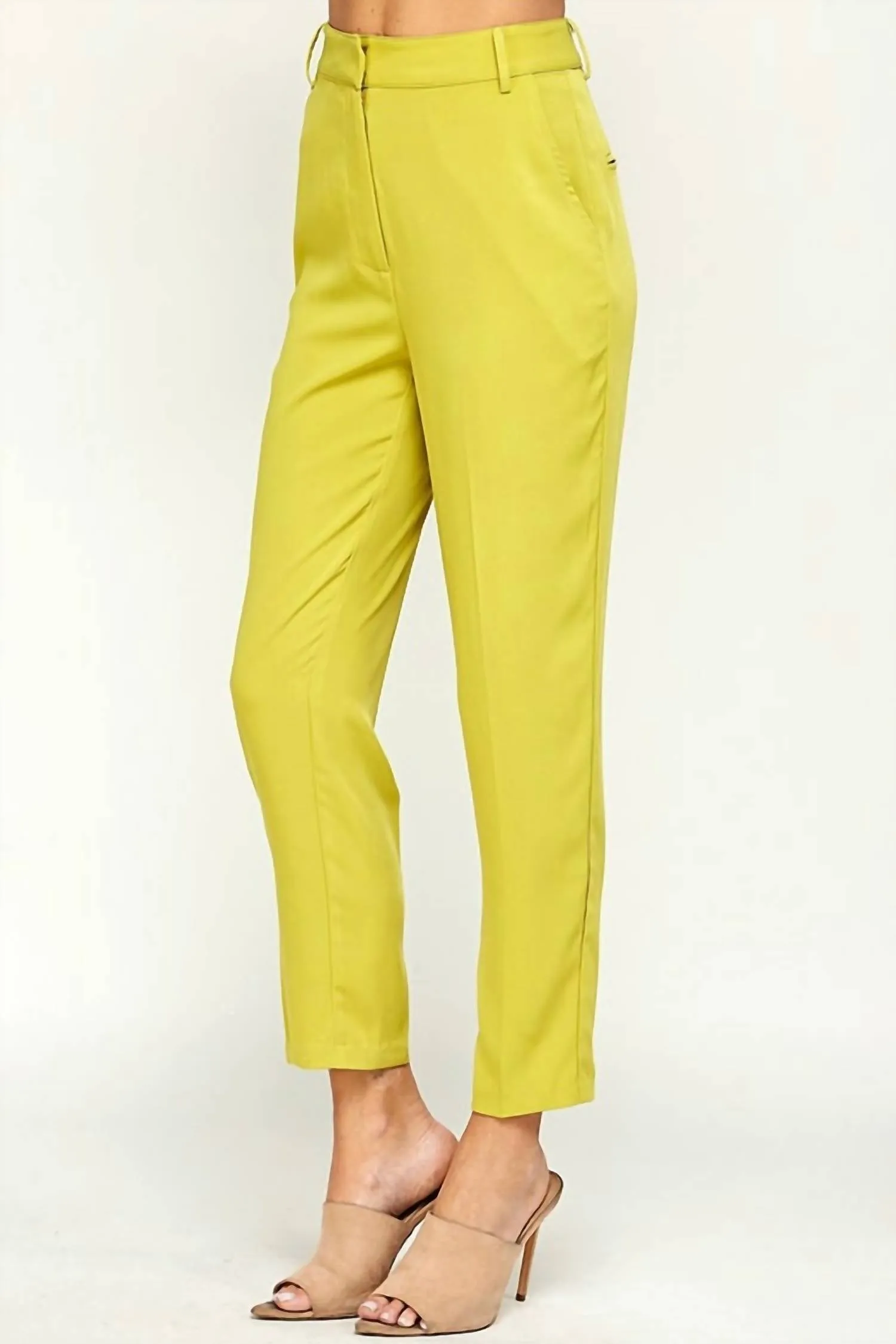 Lime High Waisted Pants In Lime Green