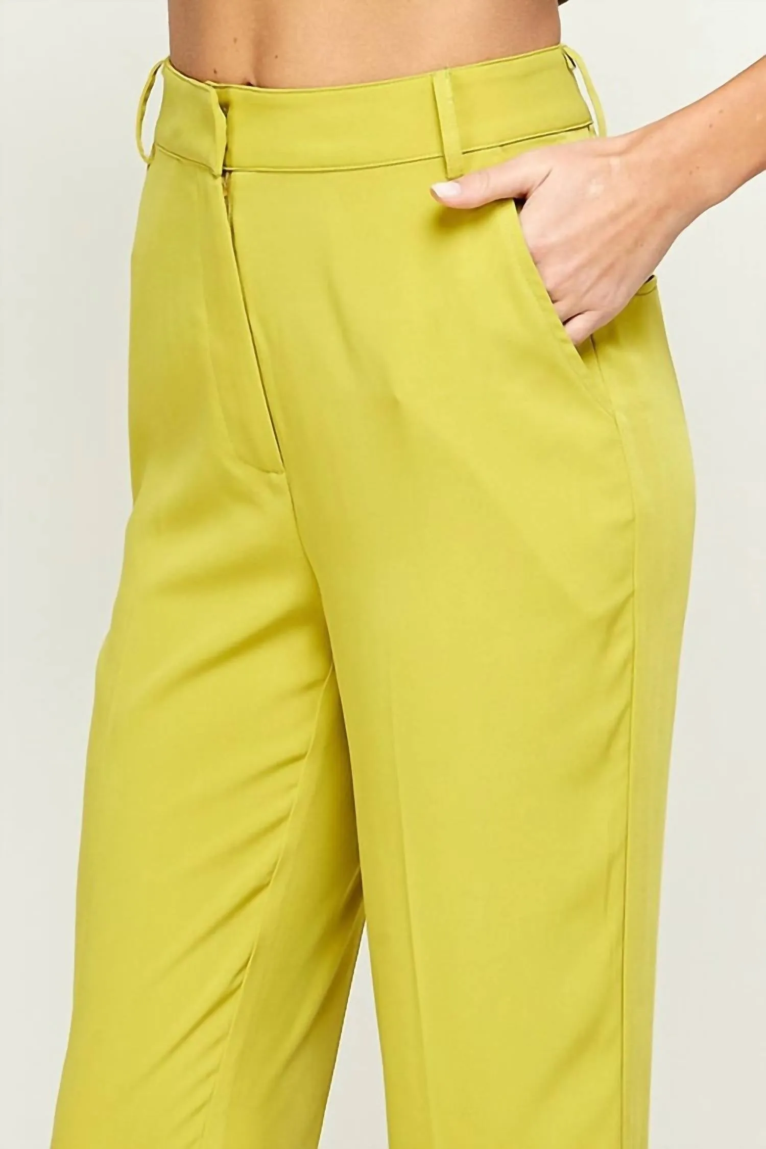 Lime High Waisted Pants In Lime Green