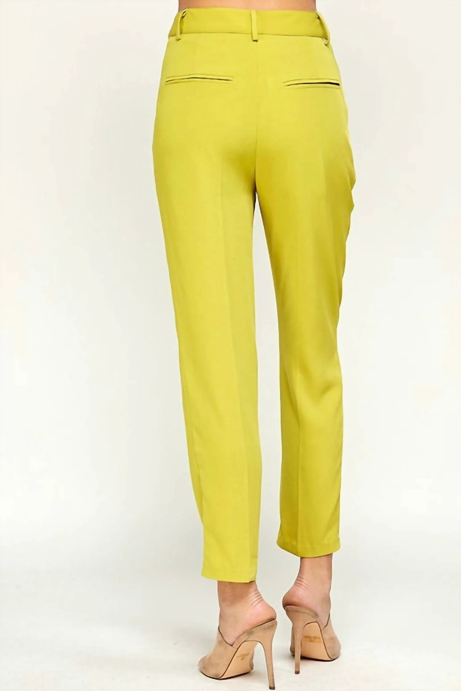 Lime High Waisted Pants In Lime Green