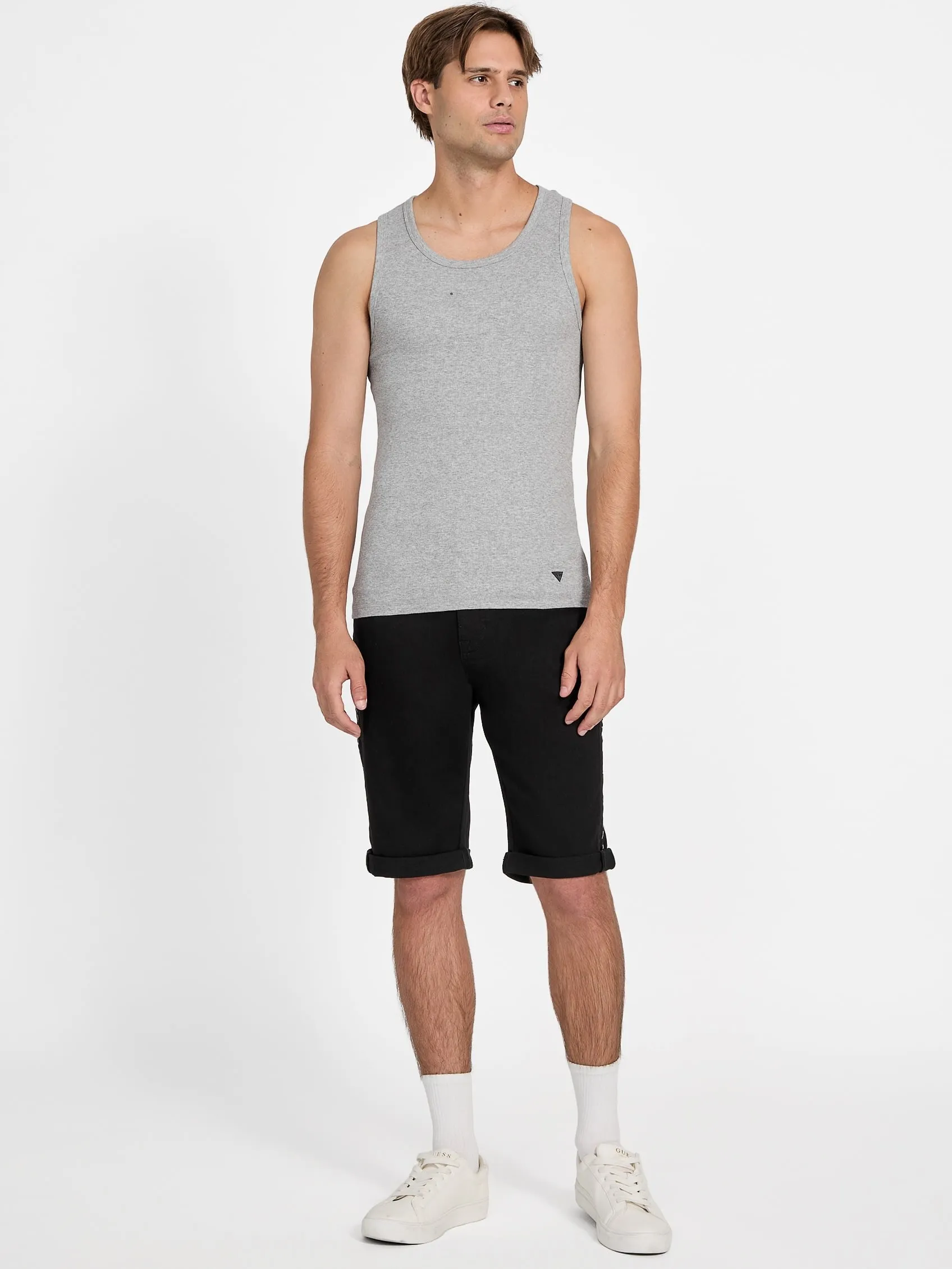 Linus Logo Knit Denim Shorts