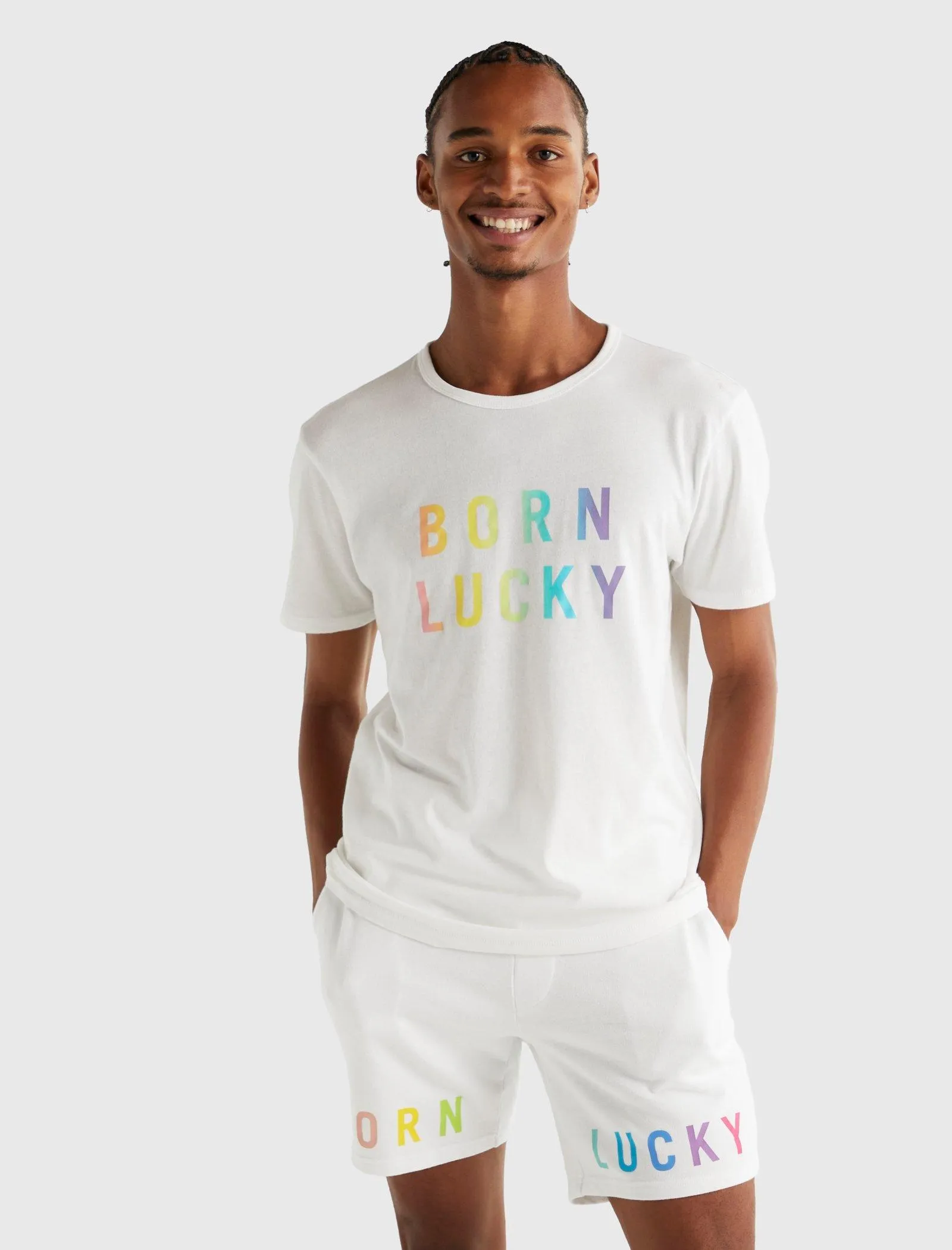 Lucky Brand Mens Pride Born Lucky Gender Neutral Tee