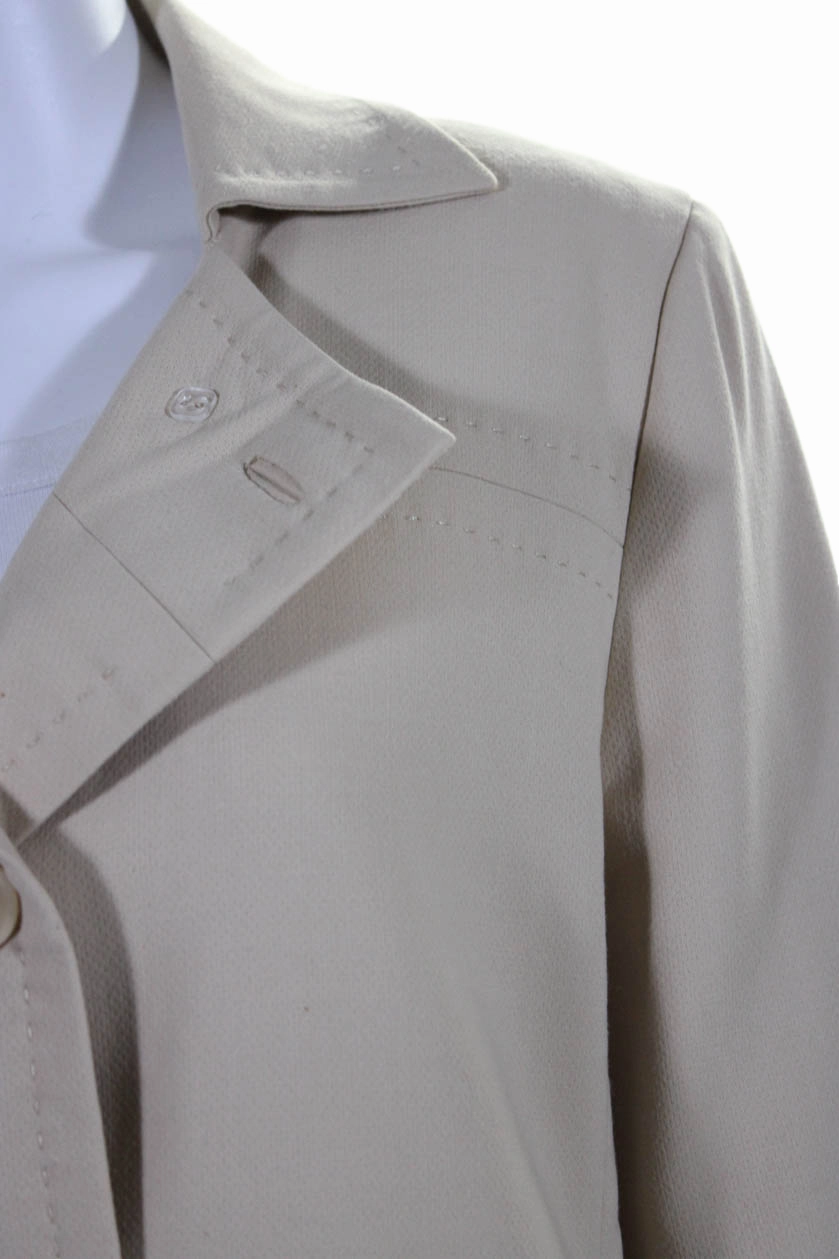 Max Mara Womens Collared Double Breast Buttoned Long Sleeve Jacket Beige
