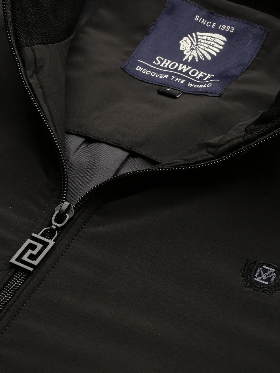 Men Black Crop Bomber Jacket