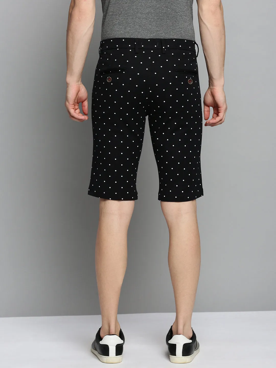 Men Black Printed Cotton Chino Shorts