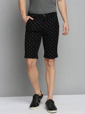 Men Black Printed Cotton Chino Shorts