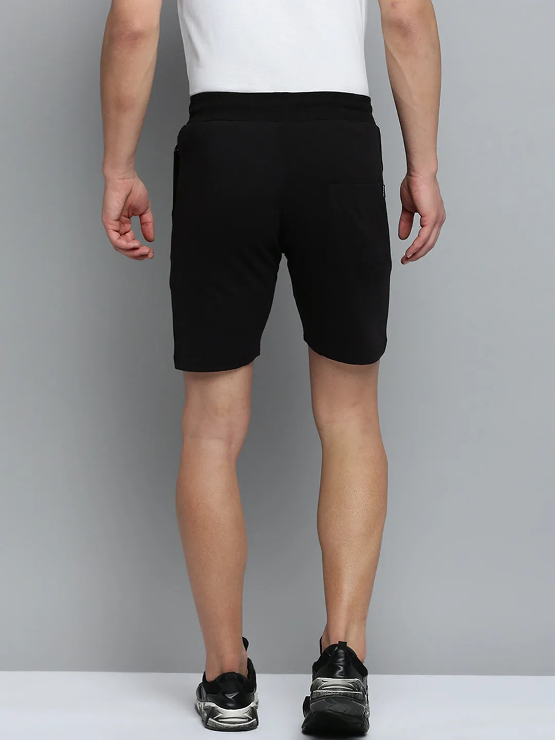 Men Black Regular Fit Sports Shorts