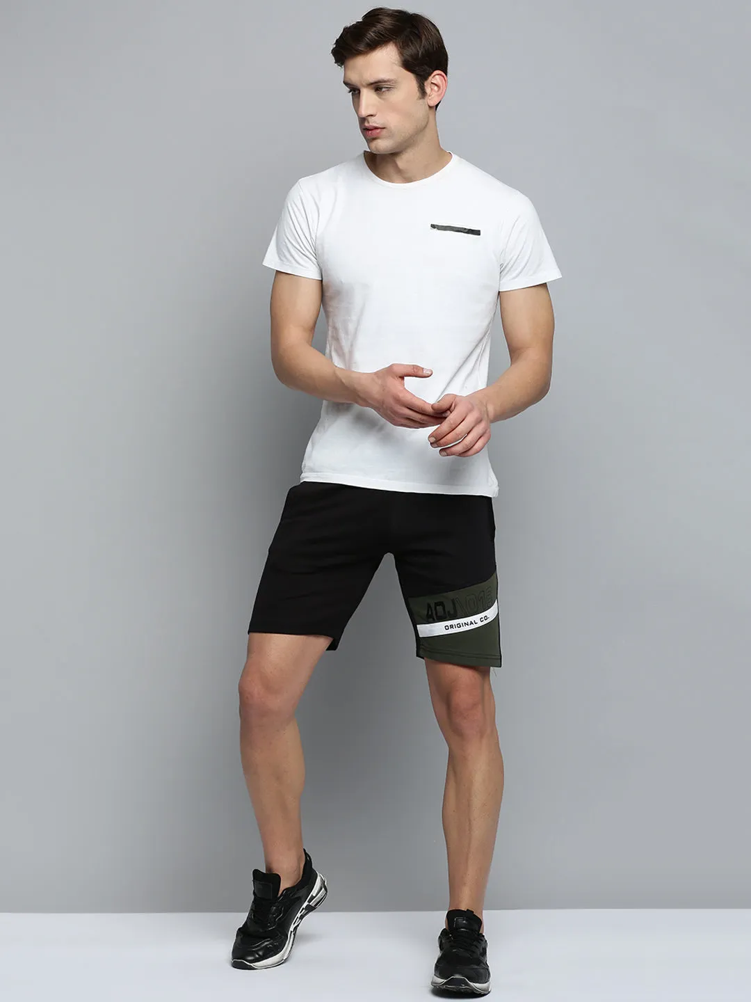 Men Black Regular Fit Sports Shorts