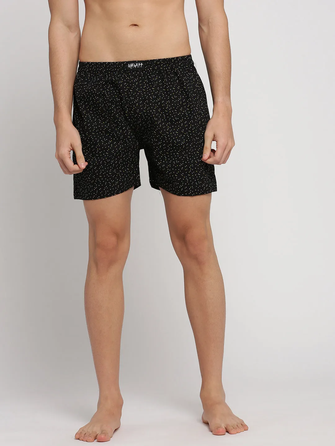 Men Black Slim Fit Conversational Printed Cotton Boxer