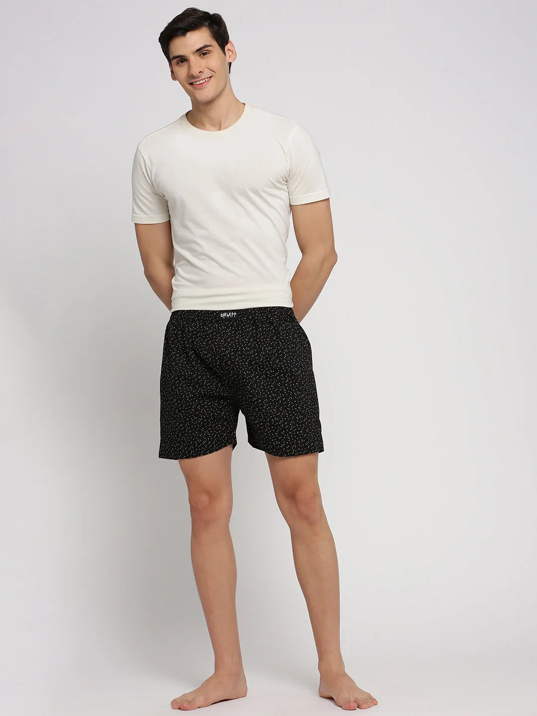 Men Black Slim Fit Conversational Printed Cotton Boxer
