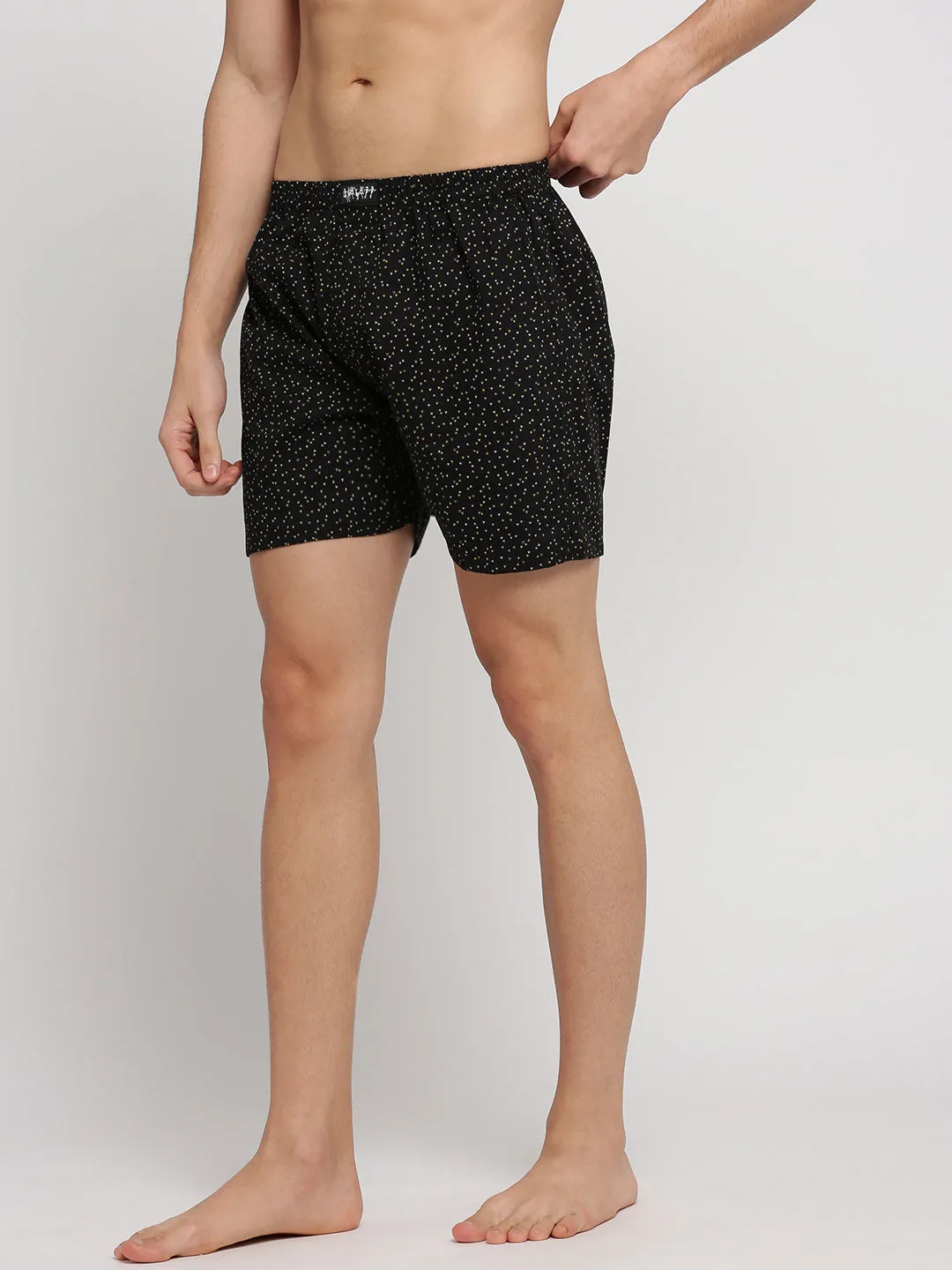 Men Black Slim Fit Conversational Printed Cotton Boxer