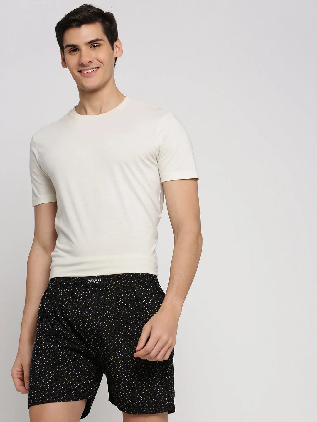 Men Black Slim Fit Conversational Printed Cotton Boxer
