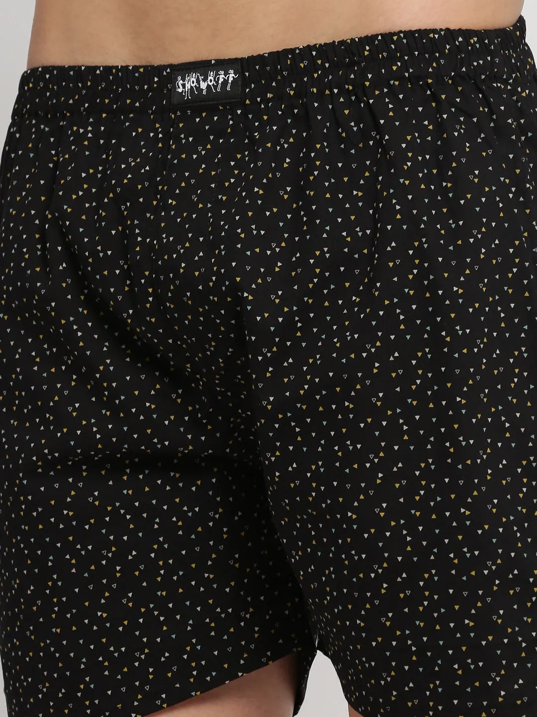 Men Black Slim Fit Conversational Printed Cotton Boxer