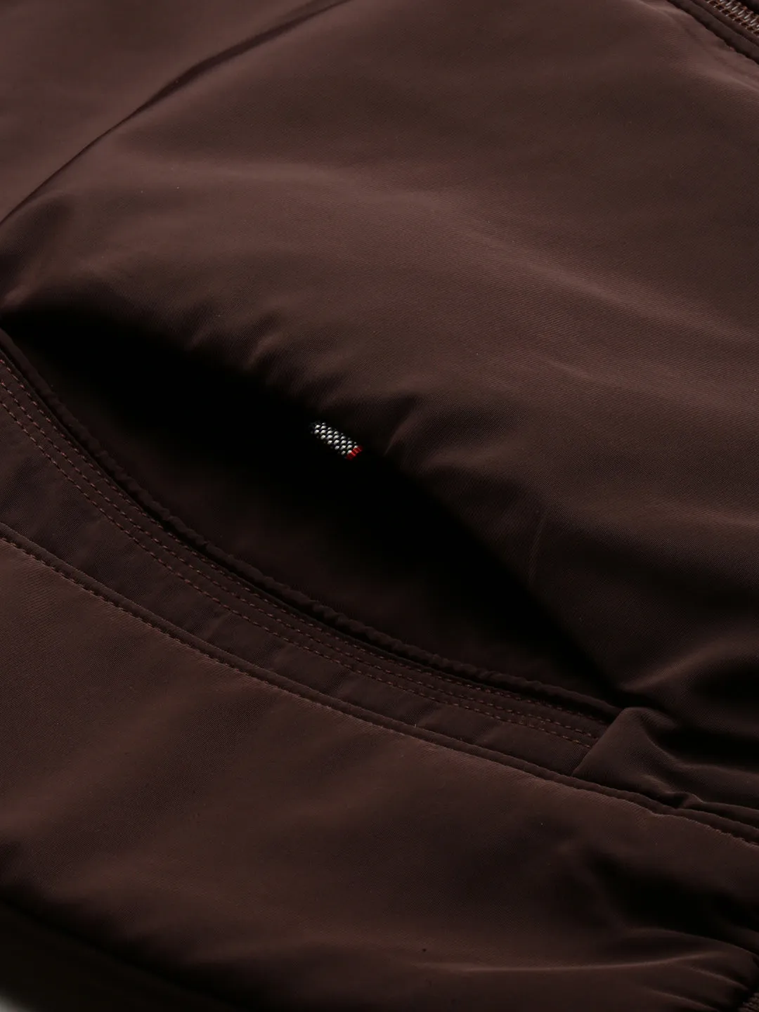 Men Brown Mock Collar Bomber Jacket