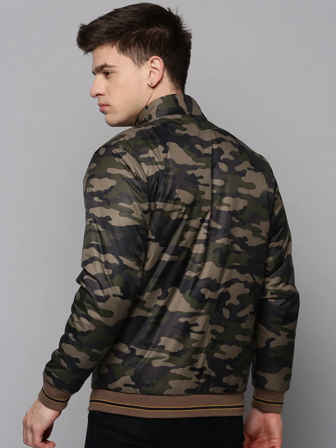 Men Green Camouflage Bomber Jacket