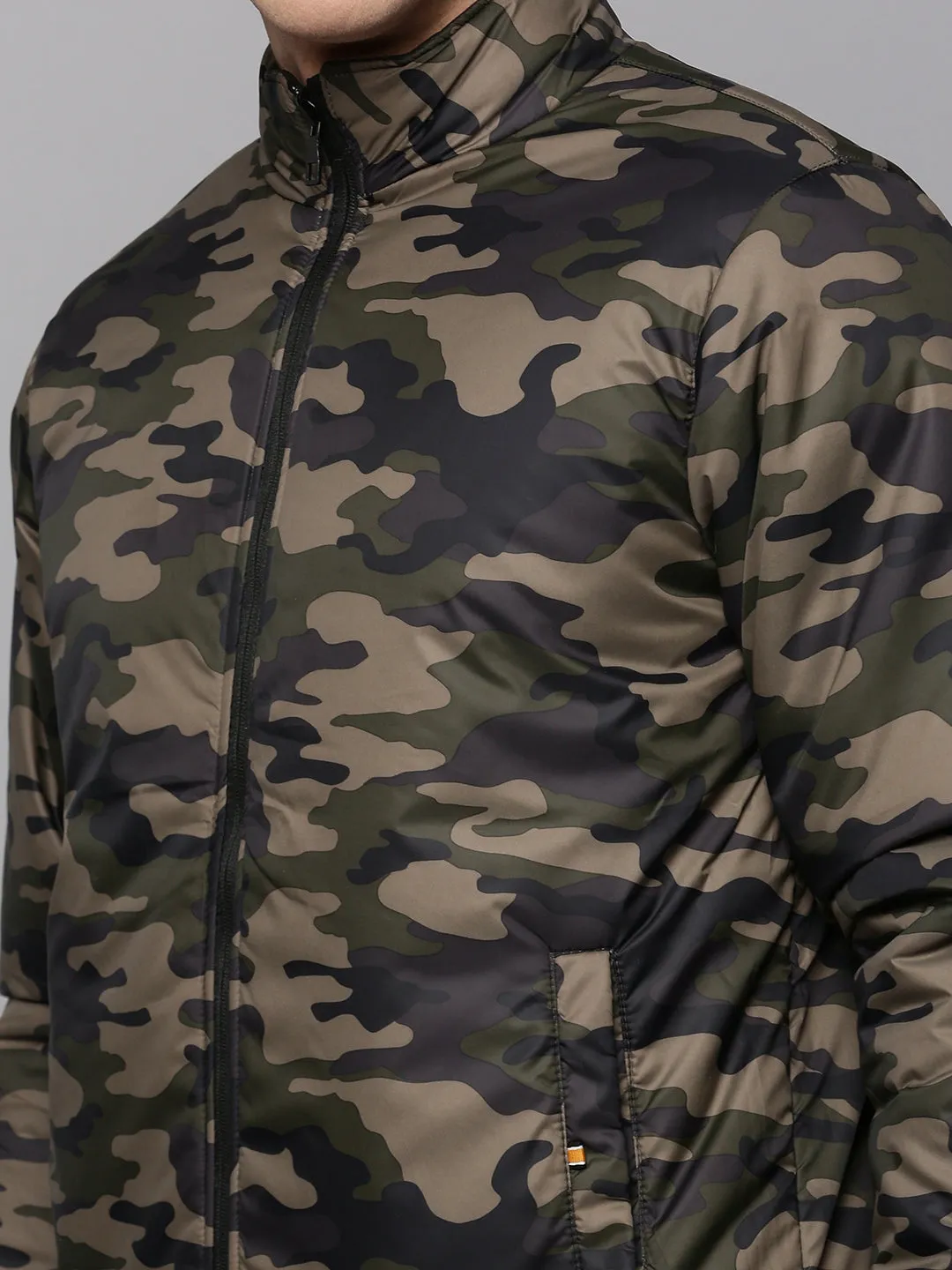 Men Green Camouflage Bomber Jacket
