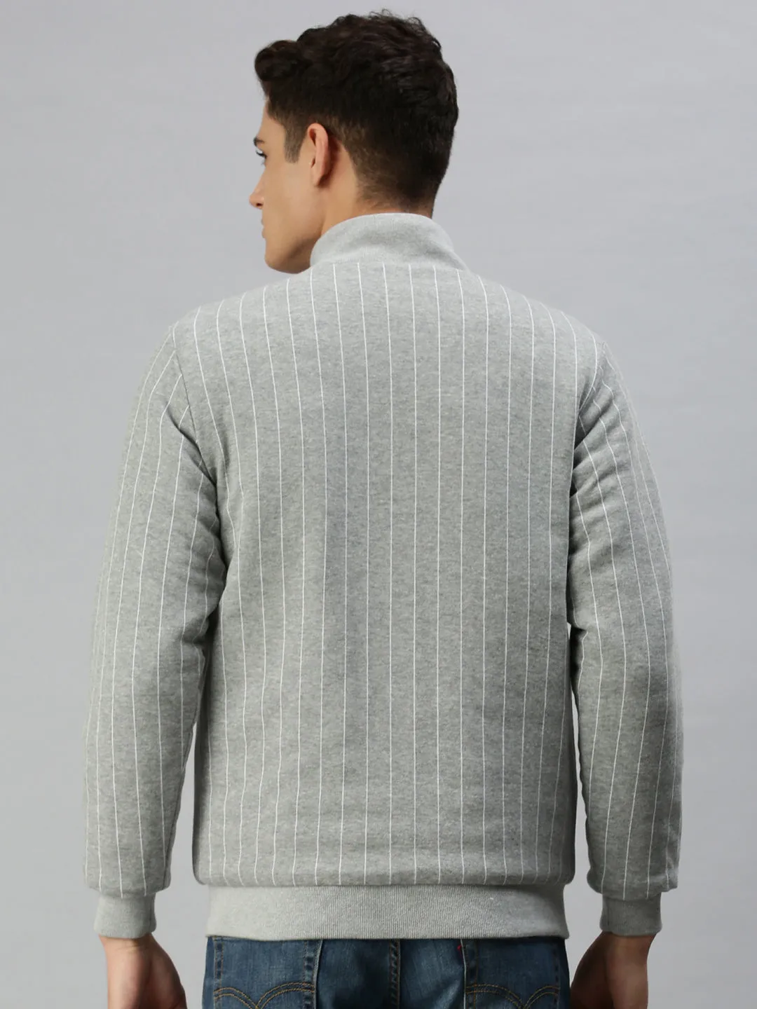Men Green Striped Reversible Padded Jacket