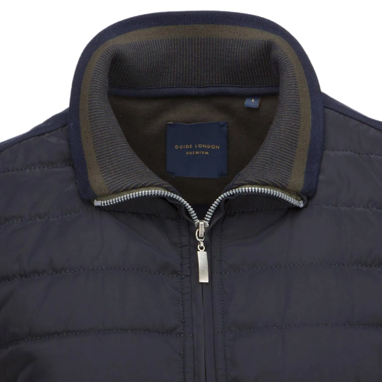 Men Zip Funnel Neck Quilted Gilet In Navy