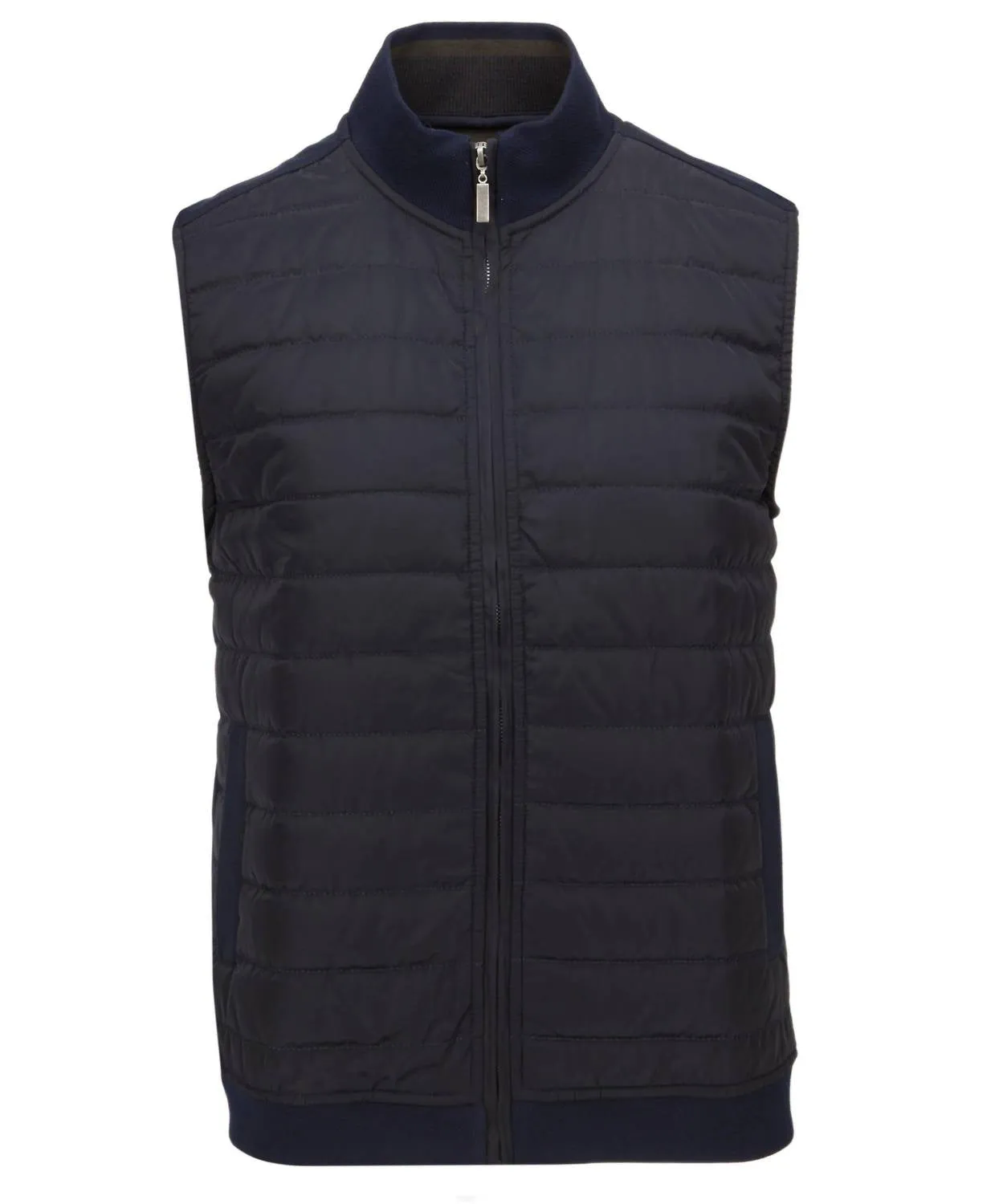 Men Zip Funnel Neck Quilted Gilet In Navy