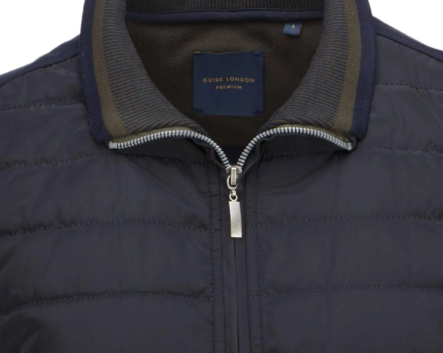 Men Zip Funnel Neck Quilted Gilet In Navy