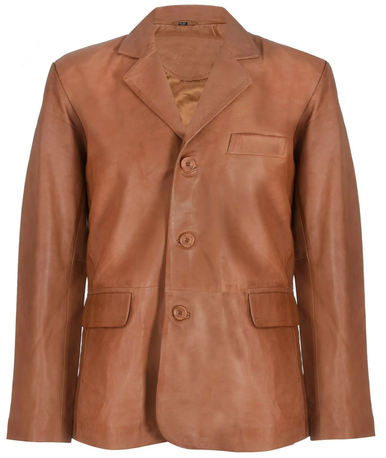 Mens 3 Button Leather Blazer Jacket-Dubai