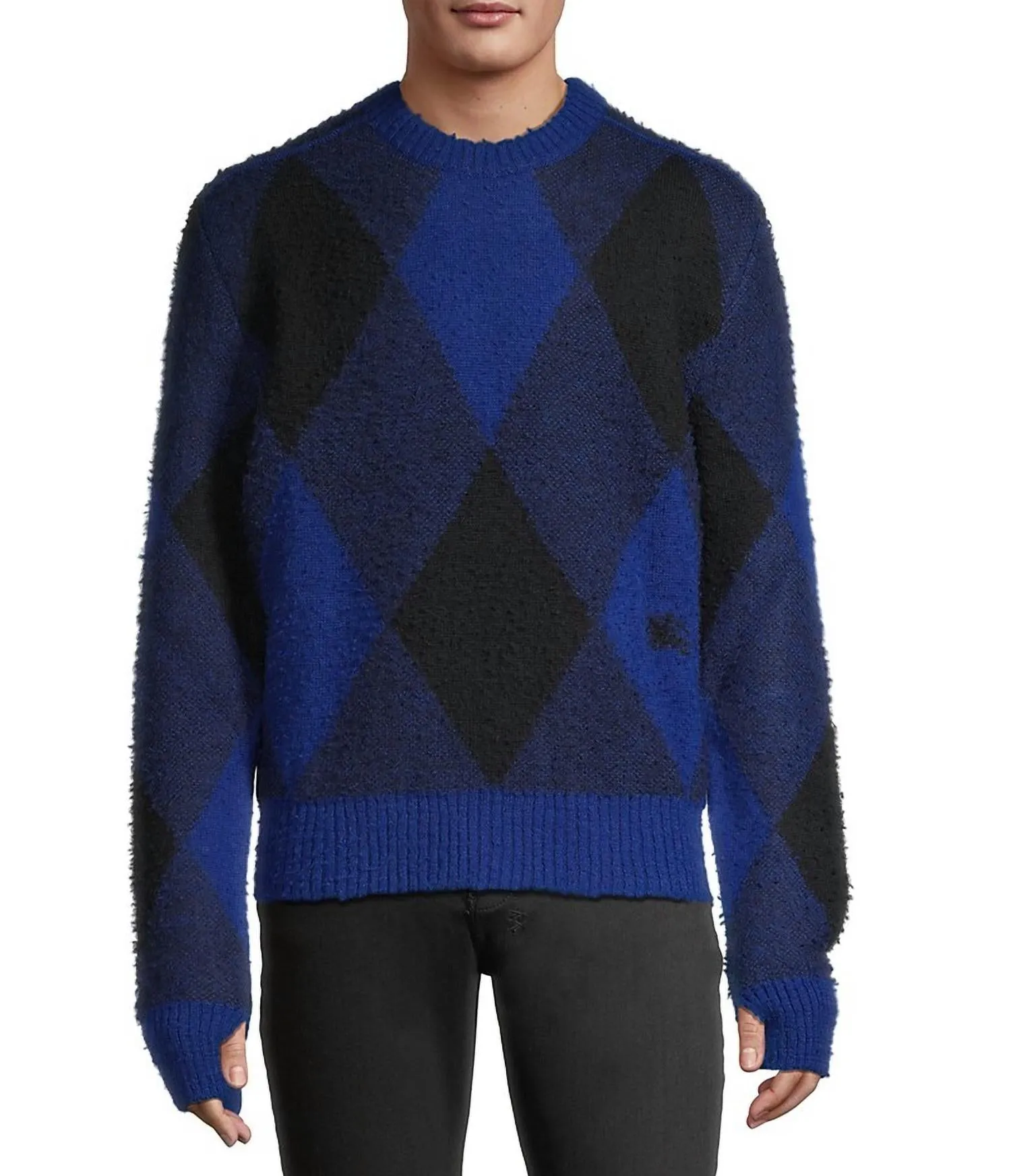 Men's Argyle Check Ekd Wool Pullover Sweater In Blue