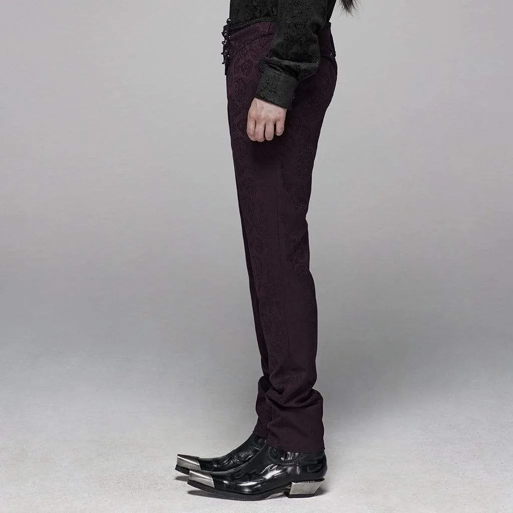 Men's Goth Front Zipper Jacquard Suit Pants