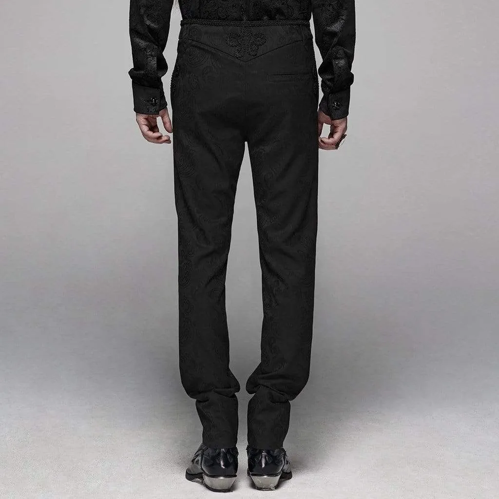 Men's Goth Front Zipper Jacquard Suit Pants