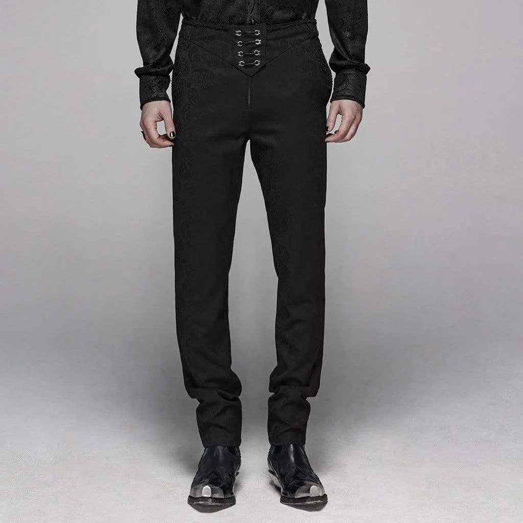Men's Goth Front Zipper Jacquard Suit Pants